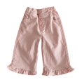 thumbnail image 2 of Swuxness Toddler Wide Leg Full Length Pants Pocket Solid Color Summer Fashion Casual Outer Wear, 2 of 3