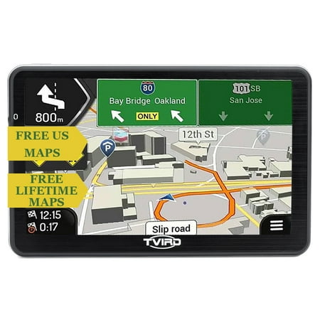 Tvird 3D GPS Navigator for Car with 7 Inch HD Touch Screen, Super-narrow Bezel Design,Multimedia SAT NAV Voice Prompt +USB Cable+Car + Free US (Best Sat Nav With Live Traffic)