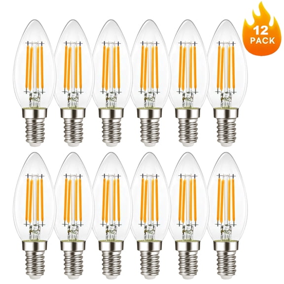 B11 Vintage LED Candle Bulbs, E12 Base, 2700K Warm White Clear Glass Retro Light Bulbs