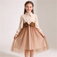 thumbnail image 2 of Miluxas Girls Tutu Dress Long Sleeve Fall Winter Button Front Party Tulle Dresses Khaki 11-12 Years, 2 of 8