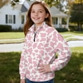 thumbnail image 3 of Uorisanigo Kids Sweatshirt Girls Soft Half Zip Pullover Sweatshirt Oversized Pink Cow Print Long Sleeve Pullover Top Fall Spring Outfits Clothes Quarter Zip Hoodies No Hood, 3 of 7