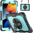 thumbnail image 2 of Case for iPad Air 3rd Generation 2019/iPad Pro 10.5 Inch 2017 with Screen Protector, 360 Degree Rotating Kickstand Hand Strap Heavy Duty Shockproof Cover with Shoulder Strap, Sky Blue PC, 2 of 7