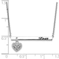 thumbnail image 4 of Auriga Fine Jewelry 925 Sterling Silver Rh-Plated Antiqued LOVE Bar with CZ Heart Dangle Necklace 16" for Women, 4 of 6