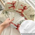 thumbnail image 4 of Cal.King Size Fitted Sheet Set - Christmas 3 Piece Bedding Sets 16" Deep Pocket Fitted Sheet with 2 Pillowcases, Winter Vintage Xmas Trees Bow Holly Leaf Beige Brushed Microfiber Hotel Bed Sheets, 4 of 9