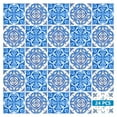 thumbnail image 2 of Mi Alma Removable Vinyl Floral Blue White Backsplash Tile Stickers, 24pcs, 2 of 11