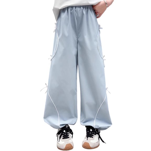 Glisme Little Girls Trousers Solid Color Autumn Loose Fit Girls Wide Leg Pants