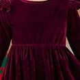 thumbnail image 5 of YunPes Girl's Christmas Velvet Dress A-Line Crewneck Flannel Skirt Dresses Ruffle Shoulder Long Sleeve Dress Prom Party Outfits, 5 of 7