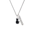 thumbnail image 2 of Delight Jewelry Silvertone Large 2-D Black Cat Back Silvertone Balance Bar Charm Necklace, 23", 2 of 4