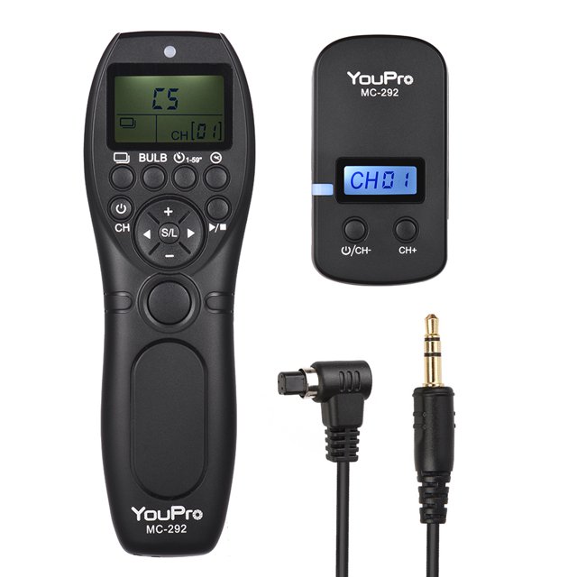 Disparador YouPro MC-292 N3 2.4G Control remoto inalámbrico Temporizador LCD Disparador de emisión Receptor Receptor 32 canales para Canon 7D 7DII 6D 50D 5DIII 5D 5DS 5DSR 40D 30D 20D 10D 1D 1DS 1DX 1 YouPro Disparador