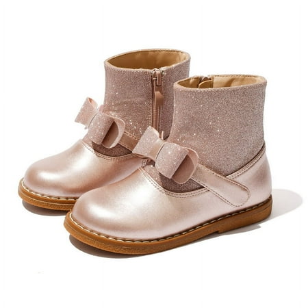 

X Xhtang Fashion Boots (Toddler Girls & Little Girls & Big Girls) Dress-up Pumps Pearl-Lined Princess Dress Shoes