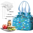thumbnail image 4 of Blue Dinosaurs Clouds Pattern Drawstring Lunch Bag Women - Drawstring Lunch Bag Insulated for Work Office - Stain-Resistant Large Lunchbags for Women with Multi-Pockets, 4 of 6