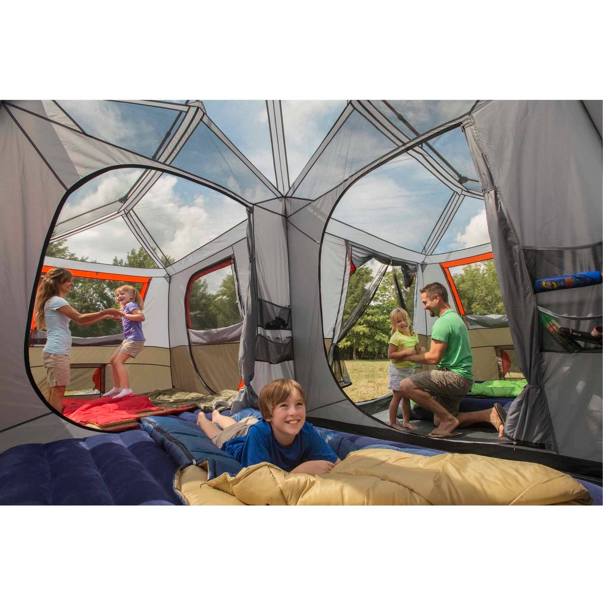 Details About Camping Tent 3 Rooms 12 Person Shaped Comfort Cabin Instant 2 Minutes Set Up