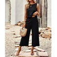 thumbnail image 2 of Women's Cotton and Linen blend 2-Piece Set: Sleeveless Crop Top & Wide Leg Pants  Summer Outfit Size Up for Relaxed Fit S-XL, 2 of 8
