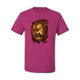 thumbnail image 2 of Wild Bobby, Fire Lion Face, Animal Lover, Men Graphic Tees, Fuschia, 4XL, 2 of 3