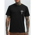 thumbnail image 2 of Whichone Men's 100% Cotton T-shirt Cross Print Stylish Daiyly Wear,Black,Sizes S-2XL, 2 of 6