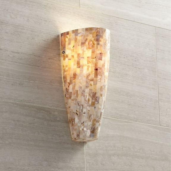 Possini Euro Design Isola Modern Wall Light Sconce Mosaic Mother of Pearl Glass Hardwire 5" Fixture for Bedroom Bathroom Vanity Reading Living Room