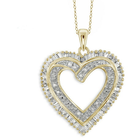JewelersClub 1/10 Carat T.W. White Diamond Gold over Silver Heart Pendant