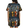thumbnail image 6 of Uemuo Various Herbs And Spices In Spoons Pattern Women's Short-Sleeved Pajama, Button-Front Loungewear, 2-Piece Summer Sleepwear, Elastic Drawstring Shorts-3X-Large, 6 of 7