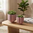 thumbnail image 3 of Set of 2, Matte Lilac 6.5"D & 5.25"D Ceramic Flower Planters, 3 of 5