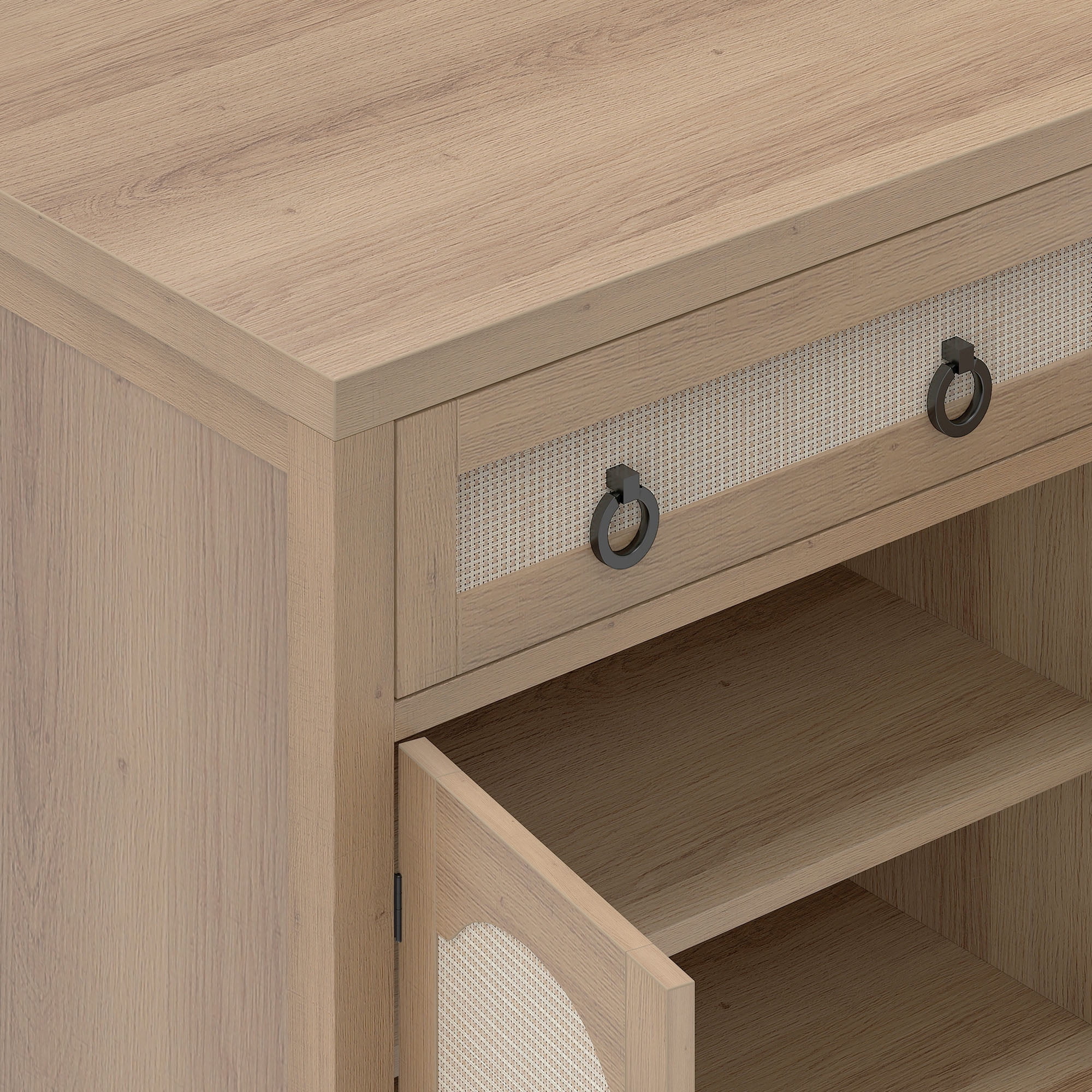 Uforic Buffet Storage Cabinet with Drawers & Doors, 47.2" Kitchen Cabinet with Adjustable Shelves, Oak