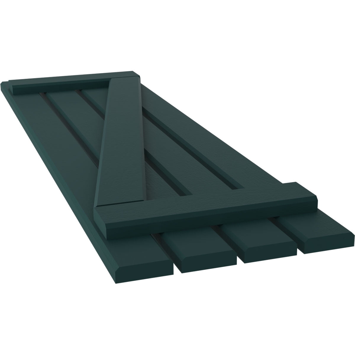 Ekena Millwork 15 1/2"W x 32"H Americraft Four Board (2 Batten) Exterior Real Wood Spaced Board-n-Batten Shutters w/ Z-Bar (Per Pair), Thermal Green