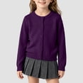 thumbnail image 2 of newwalpole Girl's Crewneck Lightweight Button-up Cardigan Cotton Knit Sweater Casual Cute Outerwear(Purple,5-6 Years), 2 of 9