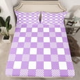 thumbnail image 2 of Homewish Purple White Grid 4-Piece Full Size Sheets For Kids Children Teens,Geometric Buffalo Bed Sheets,Minimalist Abstract Lightweight Sheet Sets,Microfiber Bedroom Decor, 2 of 7