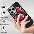 thumbnail image 6 of for iPhone 14 Plus Floral Pattern PU Leather + TPU Magnetic Wireless Charging Case, Classic Shock Absorbing Ultra Slim Drop Protective Anti-Scratch Lightweight Women Back Cover, Black, 6 of 7