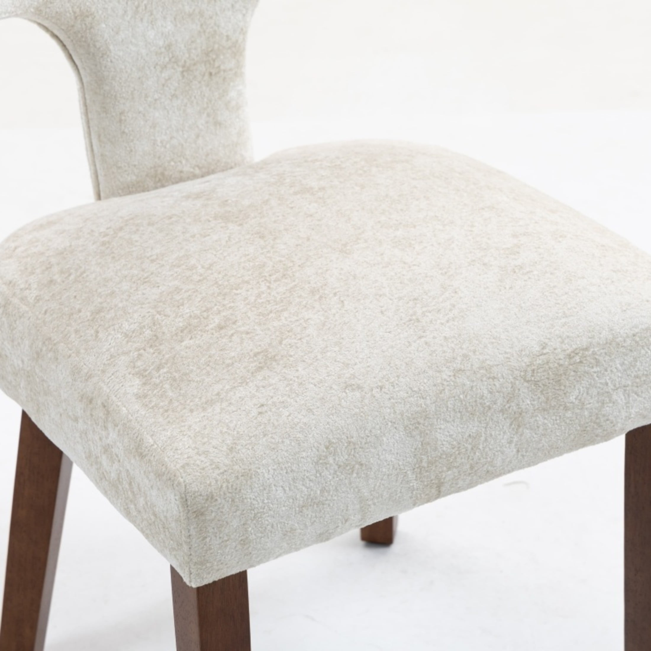 Noble House Mid-Century Fabric Upholstered Dining Chairs, Solid Wood Frame, Set of 2, Beige