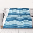 thumbnail image 5 of YFYANG Lightweight Warm Flannel Blanket, Blue Abstract Watercolor Waves Throw Blanket for Bed, Sofa, Travel, Camping, 60"x50", 5 of 7