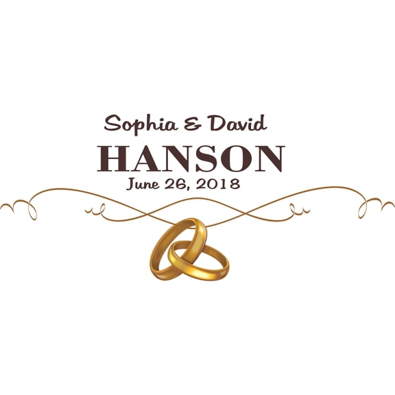 Wedding Marriage Bride Groom Name Customized Wall Decal - Custom Vinyl Wall Art - Personalized Name - Baby Girls Boys Kids Bedroom Wall Decal Room Decor Wall Stickers Decoration Size (20x40 inch)