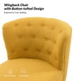 thumbnail image 2 of Modern Accent Dining Chair Wood Legs Upholstered Tufted Armless Vanity Slipper Side Chair Living Bedroom Home Kitchen Yellow, 2 of 7