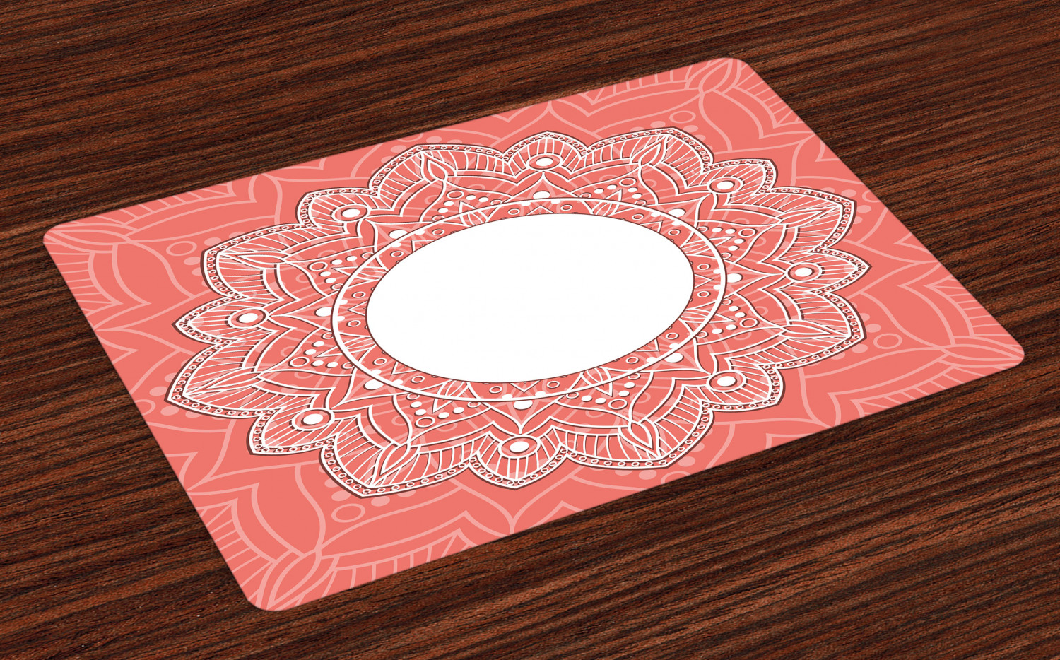 Peach Placemats Set of 4 Lace Design with Lines and Circles Bridal