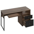 thumbnail image 1 of Bestier 55 Inch Office Desk with Drawers, Keyboard Tray, 2 Hooks, Modern Fluted Computer Desk for Home, Walnut, 1 of 10
