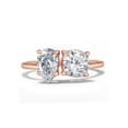 thumbnail image 2 of 1 3/4CT 8X5MM Pear Shape & 6MM Cushion Cut Lab Created Moissanite Diamond Toi Et Moi 2-Stone Engagement Ring For Women In 14K Rose Gold Over Sterling Silver (VVS1 Clarity, 1.75 Cttw)-8, 2 of 7