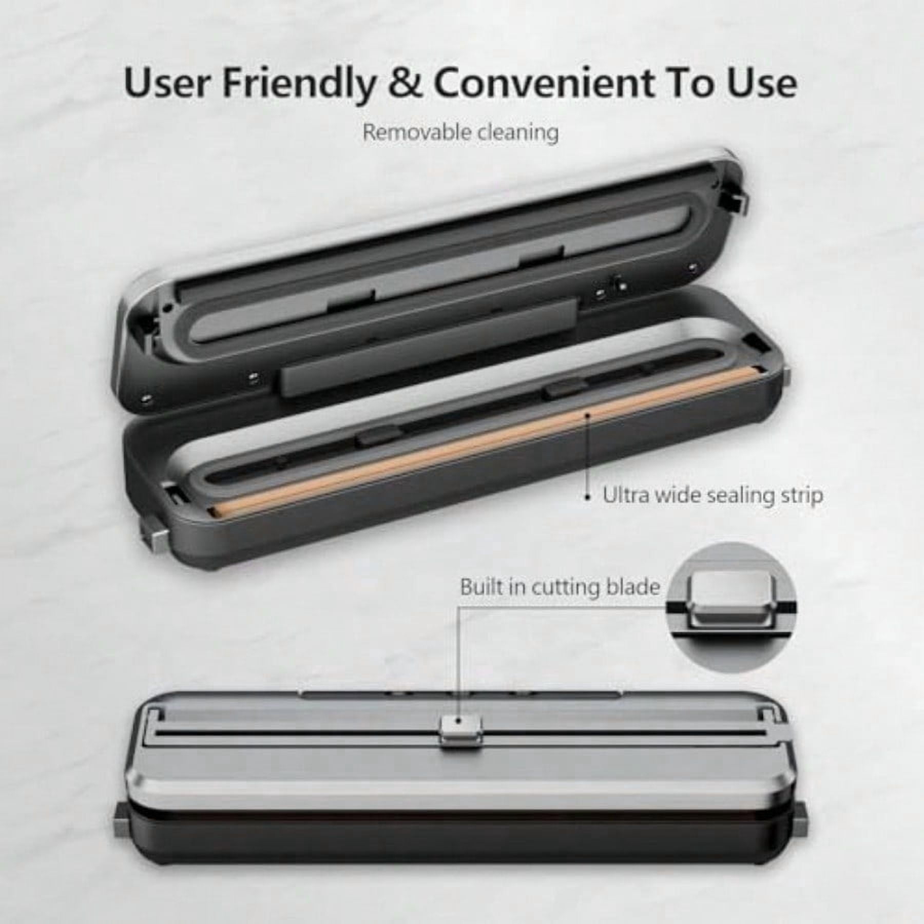 Food Vacuum Sealer Machine 4-in-1 Automatic with Built-in Cutter and 30 Bags 8-15s Fast Airtight Sealing for Meat/Vegetables/Fruits/Snacks
