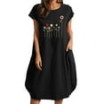 thumbnail image 1 of Robes pour Femmes 2022 Robe à Manches Courtes à Col Rond Grande Taille Robe Imprimée Décontractée Ample d'Été Midi avec Poches, 1 of 4