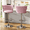 Pink, variant on Mieres Velvet Bar Stools Set of 2, Adjustable Height Swivel Pub Chairs with Woven Back, Counter Height Dining Chairs with Footrest, 360° Rotating Kitchen Island Stools for Home & Bar, Gray