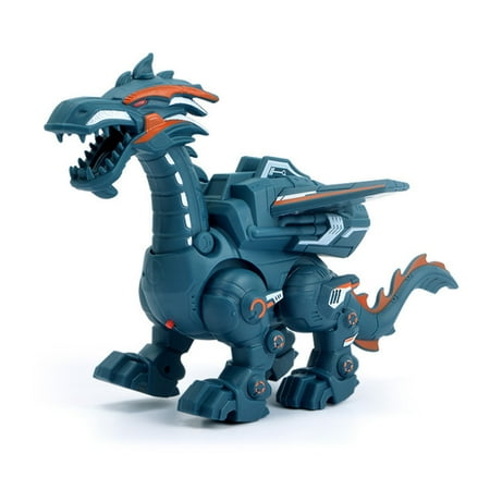 

Electric Walking Dinosaur Model with Wing Spray Mechanical Dragon Cartoon Electronic Walking Animal Toy with Light Sound