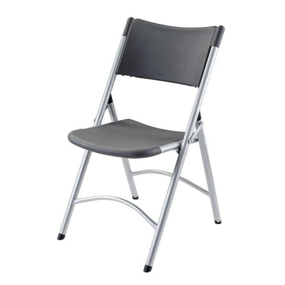 Heavy Duty Plastic Folding Chair - Charcoal Slate, Pack of 4