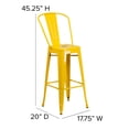thumbnail image 5 of Merrick Lane Yellow 30" High Metal Bar Height Stool with Removable Back for Indoor-Outdoor Use, 5 of 11