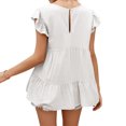 thumbnail image 2 of QualitChoice Hauts à Manches Courtes en Dentelle Été Col Rond T-shirt Décontracté Blanc TG, 2 of 6