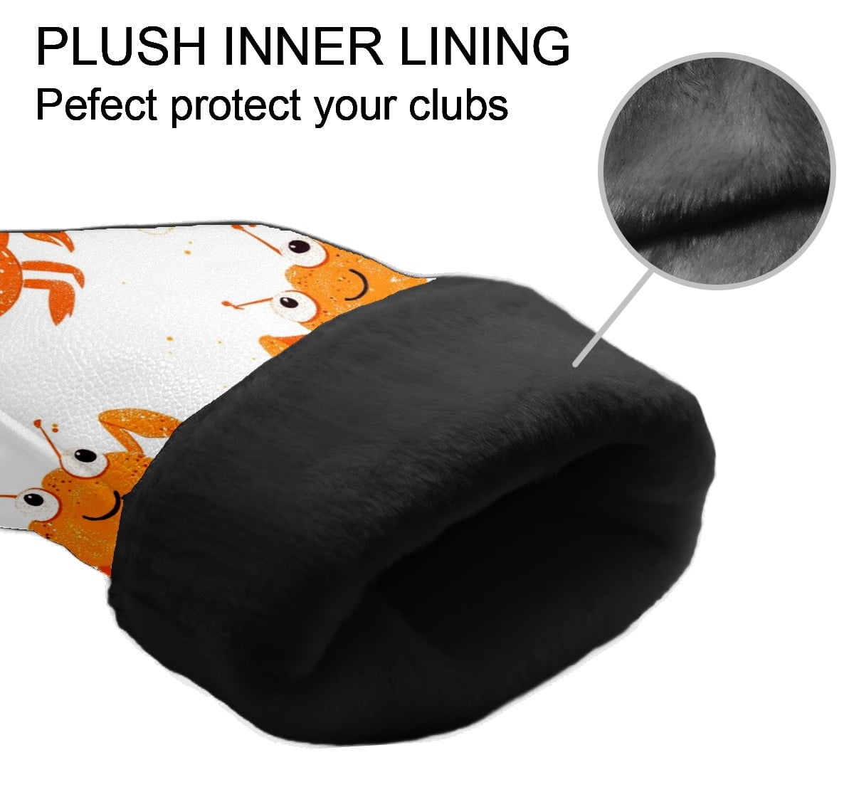 Golf Club Covers PU Leather Waterproof Head Covers for Fairway Woods Hybrids Crab Pattern Unisex Fits Most Brands