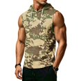 thumbnail image 3 of Mens Sleeveless Hoodie Camouflage Pattern Drawstring Hooded Vest with Kangaroo Pocket Relaxed Fit Sportswear Top, 3 of 7