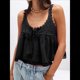 thumbnail image 4 of Camiseta Sin Mangas con Ribete de Encaje para Mujer, Estilo Y2K, con Lazo Frontal, Semitransparente, , Sin Mangas, con Cuello Redondo y Holgada. Negro M, 4 of 7