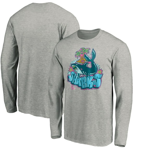 Men's Heather Gray San Jose Sharks Graffiti Shark Long Sleeve T-Shirt