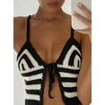 thumbnail image 2 of Women'S Boho Crochet Tops Tie Front Spaghetti Strap Y2k Fitted Knitted Summer Beach Crop Tops Black L, 2 of 5