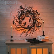 Black Bat Halloween Wreath (17 Inch Diameter) Halloween Decorations
