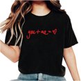 thumbnail image 2 of Tops for Women Trendy Dgankt Women's Valentine's Day Short Sleeve Monogram Printed Solid Color Top Short Sleeve Crew Neck Top/Shirt, 2 of 6