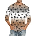 thumbnail image 1 of Fengqque T-shirt de Sport à Manches Sept pour Hommes, Col Rond, Kaki m(m), 1 of 4